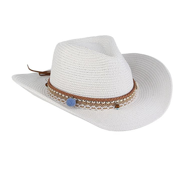 Cowgirl Straw Beach Hat Leather Strap