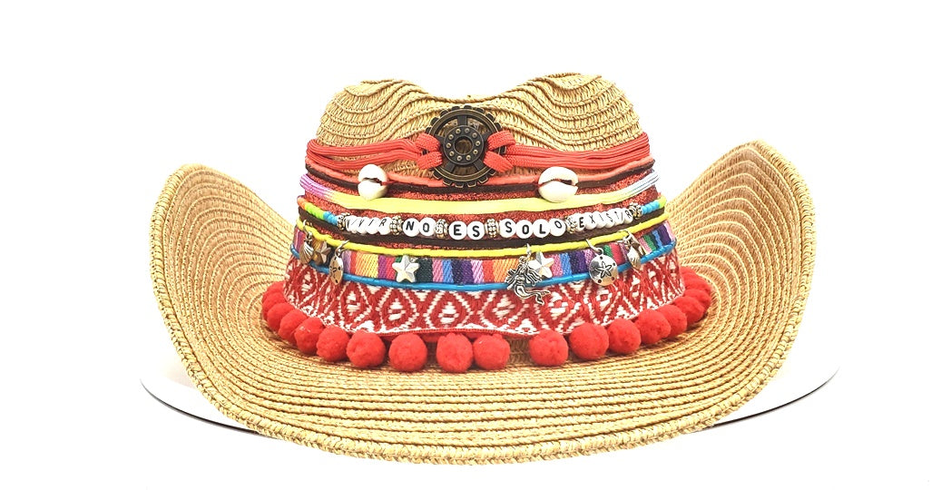 Decorated Cowgirl Straw Beach Hat