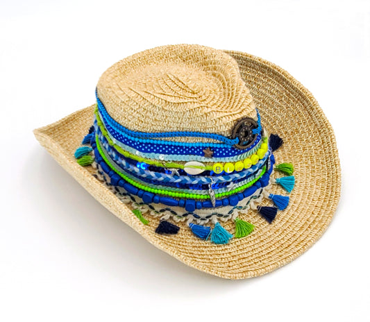 Decorated Cowgirl Straw Beach Hat